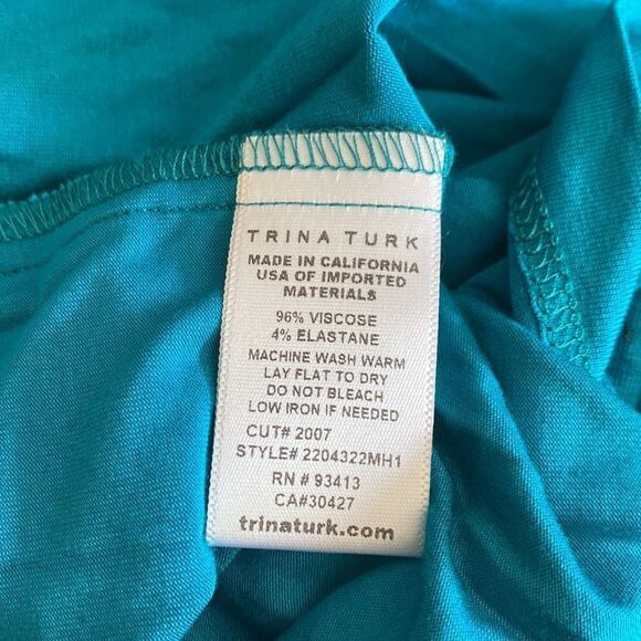 Trina Turk Small Blue Entertain Smocked Knee-Length Dress - Picture 10 of 10